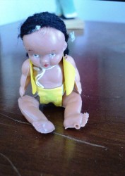 3'' WEE BROWN CELLULOID BABY BOY DOLLHOUSE DOLL,OUTFIT 291